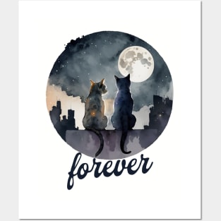 Partners forever romantic cats design Posters and Art